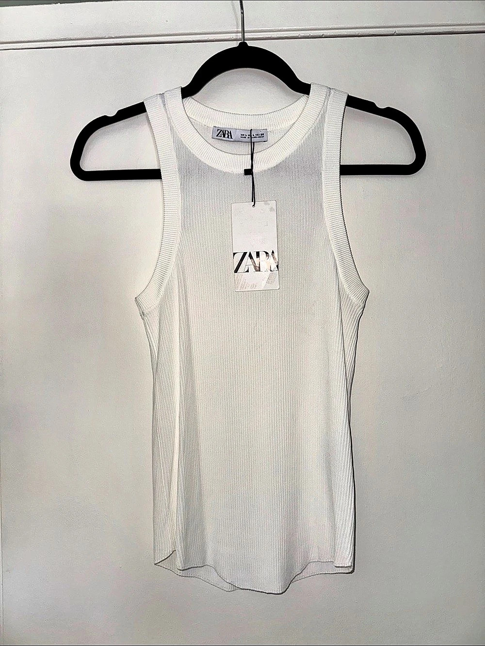 Zara Basic Ribbed Tank Top White Size Medium NWT